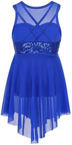 img 3 attached to 💃 Sparkling Sequins Chiffon Ballet Dance Dress: Glamorous Gymnastic Leotard for Girls