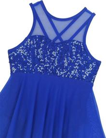 img 2 attached to 💃 Sparkling Sequins Chiffon Ballet Dance Dress: Glamorous Gymnastic Leotard for Girls