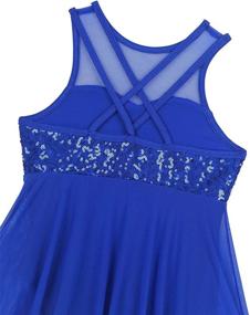 img 1 attached to 💃 Sparkling Sequins Chiffon Ballet Dance Dress: Glamorous Gymnastic Leotard for Girls