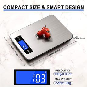 img 3 attached to 🥦 YONCON Digital Food Scale: Accurate Weight Loss Tool for Baking and Cooking - 22Ib Capacity, Large Stainless Steel Countertop Design with Hidden Hooks