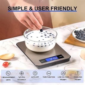 img 1 attached to 🥦 YONCON Digital Food Scale: Accurate Weight Loss Tool for Baking and Cooking - 22Ib Capacity, Large Stainless Steel Countertop Design with Hidden Hooks