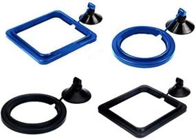 img 4 attached to Optimized for SEO: Set of 4 Fish Feeding Rings - Square and Round, Aquarium Fish Food Feeders that Float, with Suction Cup