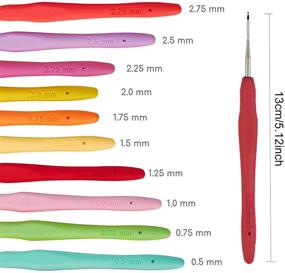 img 2 attached to 🪡 10-Piece Set of Small Size Crochet Hooks with Ergonomic Handles - Perfect for Arthritic Hands - Thread Crochet Steel Lace Hooks Range from 0.5mm to 2.75mm