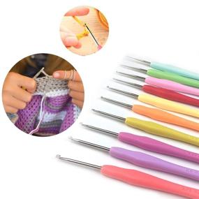 img 1 attached to 🪡 10-Piece Set of Small Size Crochet Hooks with Ergonomic Handles - Perfect for Arthritic Hands - Thread Crochet Steel Lace Hooks Range from 0.5mm to 2.75mm