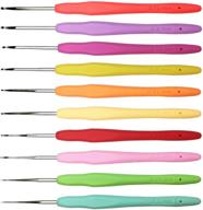 🪡 10-piece set of small size crochet hooks with ergonomic handles - perfect for arthritic hands - thread crochet steel lace hooks range from 0.5mm to 2.75mm logo