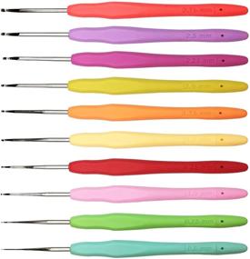 img 4 attached to 🪡 10-Piece Set of Small Size Crochet Hooks with Ergonomic Handles - Perfect for Arthritic Hands - Thread Crochet Steel Lace Hooks Range from 0.5mm to 2.75mm