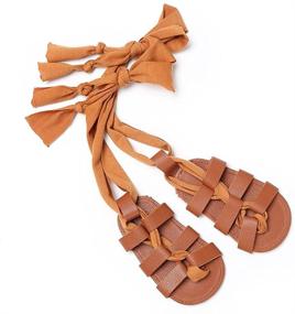 img 4 attached to 👶 HsdsBebe Baby Girls Gladiator Sandals: Stylish Pu Leather Roman Lace-up Shoes for Toddler First Walkers at the Beach