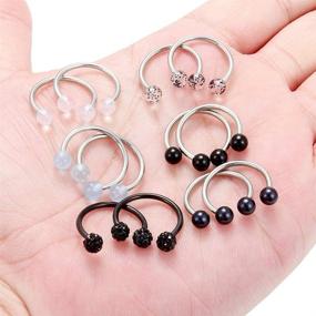 img 2 attached to 6 Pairs 14G Stainless Steel Captive Bead Rings for Nipple and Cartilage Piercings - Hoop Earrings Nipplerings with Jewelry for Women and Men, 14mm and 16mm Sizes