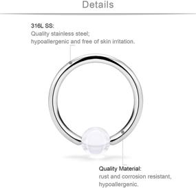 img 3 attached to 6 Pairs 14G Stainless Steel Captive Bead Rings for Nipple and Cartilage Piercings - Hoop Earrings Nipplerings with Jewelry for Women and Men, 14mm and 16mm Sizes