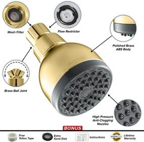 img 2 attached to 🚿 ShowerMaxx, Choice Series, 3" Ultra High Pressure Shower Head with Powerful Jets, Optimize Your Shower Experience with Showerhead in Polished Brass / Gold Finish