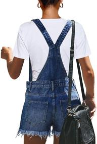 img 1 attached to Utyful Women's Adjustable Straps Denim Bib Overalls Shorts: Stylish Roll Cuff Shortalls!