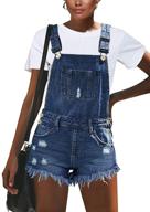 utyful women's adjustable straps denim bib overalls shorts: stylish roll cuff shortalls! logo