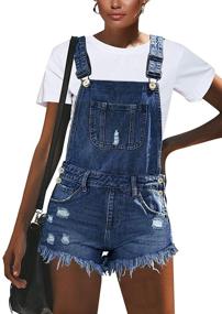 img 2 attached to Utyful Women's Adjustable Straps Denim Bib Overalls Shorts: Stylish Roll Cuff Shortalls!