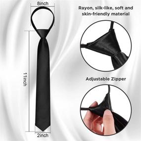 img 3 attached to 👔 Boys' Skinny Zipper Tie Pack - 2 Pre-tied Neckties with Adjustable Neck Strap for Kids