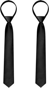 img 4 attached to 👔 Boys' Skinny Zipper Tie Pack - 2 Pre-tied Neckties with Adjustable Neck Strap for Kids