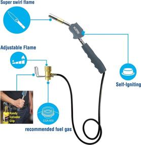 img 3 attached to 🔥 BLUEFIRE HZ-8388B Self Igniting 3-Foot Gas Welding Torch with Swirl Flame, Compatible with MAPP, MAP Pro, and Propane Fuel (Torch)
