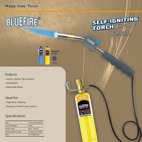 img 2 attached to 🔥 BLUEFIRE HZ-8388B Self Igniting 3-Foot Gas Welding Torch with Swirl Flame, Compatible with MAPP, MAP Pro, and Propane Fuel (Torch)