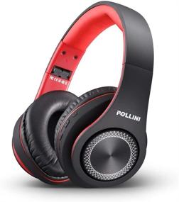 img 4 attached to 🎧 Беспроводные наушники с закрытыми чашками pollini - V5.0, глубокие басы, мягкие амбушюры из материала с памятью, встроенный микрофон - совместимы с iPhone/Android мобильным телефоном/пк/тв - черно-красные