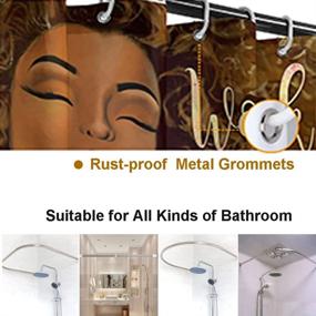 img 1 attached to African American Afro Women Bathroom Decor Set - Brown Shower Curtains with Matching Rugs, Washable Toilet Lid Cover, Non-Slip Absorbent Mats and Waterproof Bath Curtain with Plastic Hooks