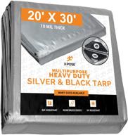 🌞 10 mil thick heavy duty poly tarp - waterproof uv blocking protective cover - 20' x 30' - reversible silver and black - laminated coating - grommets - xpose safety logo