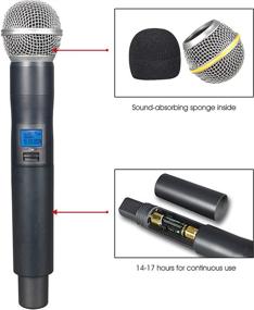 img 1 attached to 🎤 Беспроводная система двойного UHF-микрофона Innopow Metal, набор Metal Cordless Mic, дальность до 150-200 футов, непрерывное использование в течение 16 часов - идеально для семейных вечеринок, церквей, небольших караоке-вечеринок (WM-200-New) (WM200N)