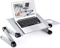 📚 upgrade your comfort with the adjustable laptop desk: versatile portable laptop stand with ergonomic design, mouse pad, and ventilation – foldable silver notebook riser, perfect for bed use - 17in logo