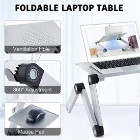 img 2 attached to 📚 Upgrade Your Comfort with the Adjustable Laptop Desk: Versatile Portable Laptop Stand with Ergonomic Design, Mouse Pad, and Ventilation – Foldable Silver Notebook Riser, Perfect for Bed Use - 17IN