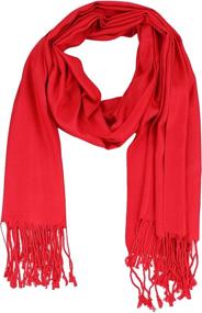 img 4 attached to 🧣 Pashmina Shawl Wrap Scarf in Solid Color - 80 inches x 27 inches