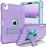 📱 protective ipad air 4th gen and ipad pro 11 case: 3-layer shockproof with kickstand, pencil holder | purple/green logo