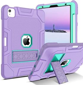 img 4 attached to 📱 Protective iPad Air 4th Gen and iPad Pro 11 Case: 3-Layer Shockproof with Kickstand, Pencil Holder | Purple/Green