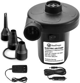 img 4 attached to SanDope Electric Air Pump: Powerful Inflator/Deflator for Airbeds, Pools & Toys | AC110V & DC12V | 3 Nozzle Options | Efficient Camping Pump