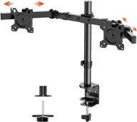perlegear dual monitor desk mount - 17 to 32 inch screens, articulating full motion arm stand, swivel tilt, c-clamp and grommet base, 26lbs per arm, vesa 75/100mm logo