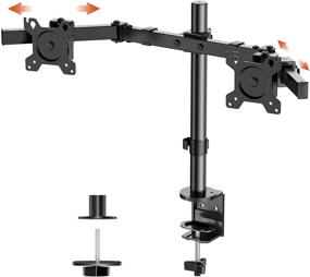 img 4 attached to Perlegear Dual Monitor Desk Mount - 17 to 32 Inch Screens, Articulating Full Motion Arm Stand, Swivel Tilt, C-clamp and Grommet Base, 26lbs per Arm, VESA 75/100mm