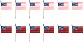 img 1 attached to Набор из 12 американских флагов из района размером 4х6: флаги премиум-качества для патриотических празднований