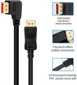 img 1 attached to 🔌 BolAAzuL Right Angle Displayport Cable V1.4 - 6FT/1.8M | 8K/60Hz & 4K/144Hz Supported