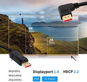 img 3 attached to 🔌 BolAAzuL Right Angle Displayport Cable V1.4 - 6FT/1.8M | 8K/60Hz & 4K/144Hz Supported