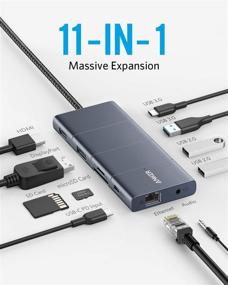 img 3 attached to 💻 Адаптер Anker USB C Hub PowerExpand - 11 в 1 с разъемами HDMI & DP с разрешением 4K@60 Гц, поддержкой передачи питания до 100 Вт, Ethernet, аудио 3,5 мм и кард-ридерами.