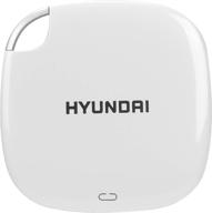 🔍 hyundai ultra portable data storage ssd pearl white, 256gb, fast external drive for pc, mac, and mobile - usb-c/usb-a with dual cable included htesd250pw logo