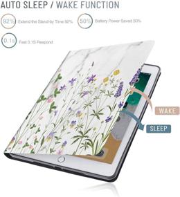 img 4 attached to 🌸 TPU Чехол для iPad Mini 4 / iPad Mini 5 (5-е поколение 2019 года), с функцией автоматического сна/будильника и держателем для Apple Pencil: анти-отпечатки пальцев, анти-грязь, водонепроницаемый, антицарапки – версия "Страна сада