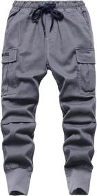 img 2 attached to TLAENSON Drawstring Elastic Cotton Joggers Boys' Clothing : Pants