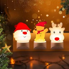 img 4 attached to 3-Pack Christmas Decorations Plug-in Night Light – RGB Changing Led Nightlight with Dusk to Dawn Sensor – Perfect Décor & Gift for Bedroom, Bathroom, Kids – Santa Claus, Reindeer, and Gingerbread Man Design