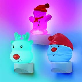 img 1 attached to 3-Pack Christmas Decorations Plug-in Night Light – RGB Changing Led Nightlight with Dusk to Dawn Sensor – Perfect Décor & Gift for Bedroom, Bathroom, Kids – Santa Claus, Reindeer, and Gingerbread Man Design