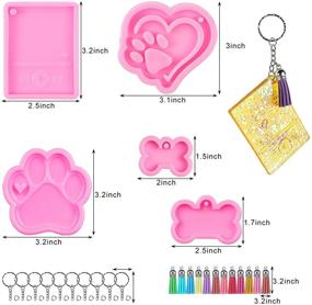 img 3 attached to Versatile Media Player Keychain Silicone Mold with Dog Paw, Heart Shape, and Dog Bone Tag: 🔑 Epoxy Resin Molds for DIY Keychain Decoration, Pendant Jewelry, Crafts, and Gifts - Includes 10 Tassels and Keyrings