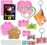 versatile media player keychain silicone mold with dog paw, heart shape, and dog bone tag: 🔑 epoxy resin molds for diy keychain decoration, pendant jewelry, crafts, and gifts - includes 10 tassels and keyrings logo