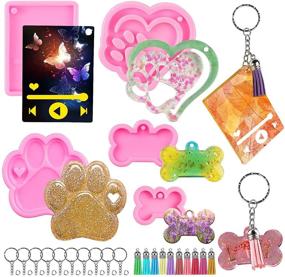 img 4 attached to Versatile Media Player Keychain Silicone Mold with Dog Paw, Heart Shape, and Dog Bone Tag: 🔑 Epoxy Resin Molds for DIY Keychain Decoration, Pendant Jewelry, Crafts, and Gifts - Includes 10 Tassels and Keyrings