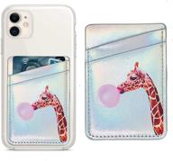 odcard rfid blocking cell phone card holder sleeves for iphone & android smartphones - bubblegum giraffe design logo