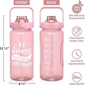 img 1 attached to Motivational Water Bottle with Sleeve - 64 OZ Half Gallon Water Bottle with Straw & Time Marker for Sports & Gym - Leakproof Tritan BPA Free Reusable Insulated Neoprene Men Women Workout Jug