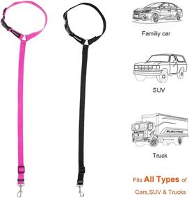 img 3 attached to 🐾 Goldfinger Dog Seatbelt: 2 Pack Safety Leads for Car Travel & Walking - Adjustable for Large, Medium, and Small Dogs - Car Harness & Leashes in Black and Pink