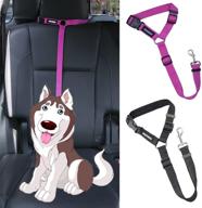 🐾 goldfinger dog seatbelt: 2 pack safety leads for car travel & walking - adjustable for large, medium, and small dogs - car harness & leashes in black and pink logo