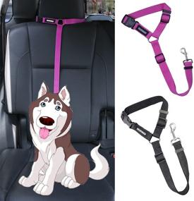 img 4 attached to 🐾 Goldfinger Dog Seatbelt: 2 Pack Safety Leads for Car Travel & Walking - Adjustable for Large, Medium, and Small Dogs - Car Harness & Leashes in Black and Pink